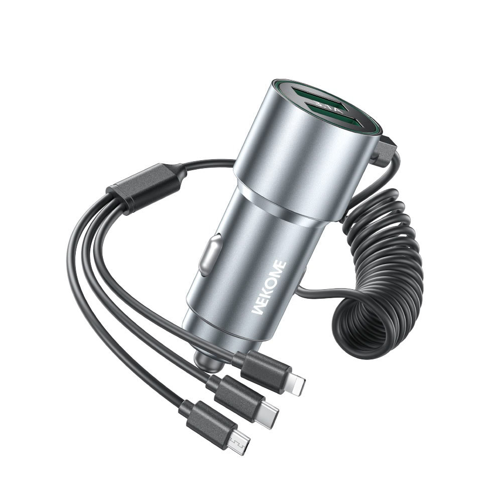 33W 3-in-1 Car Charger with Fast Charging Cable