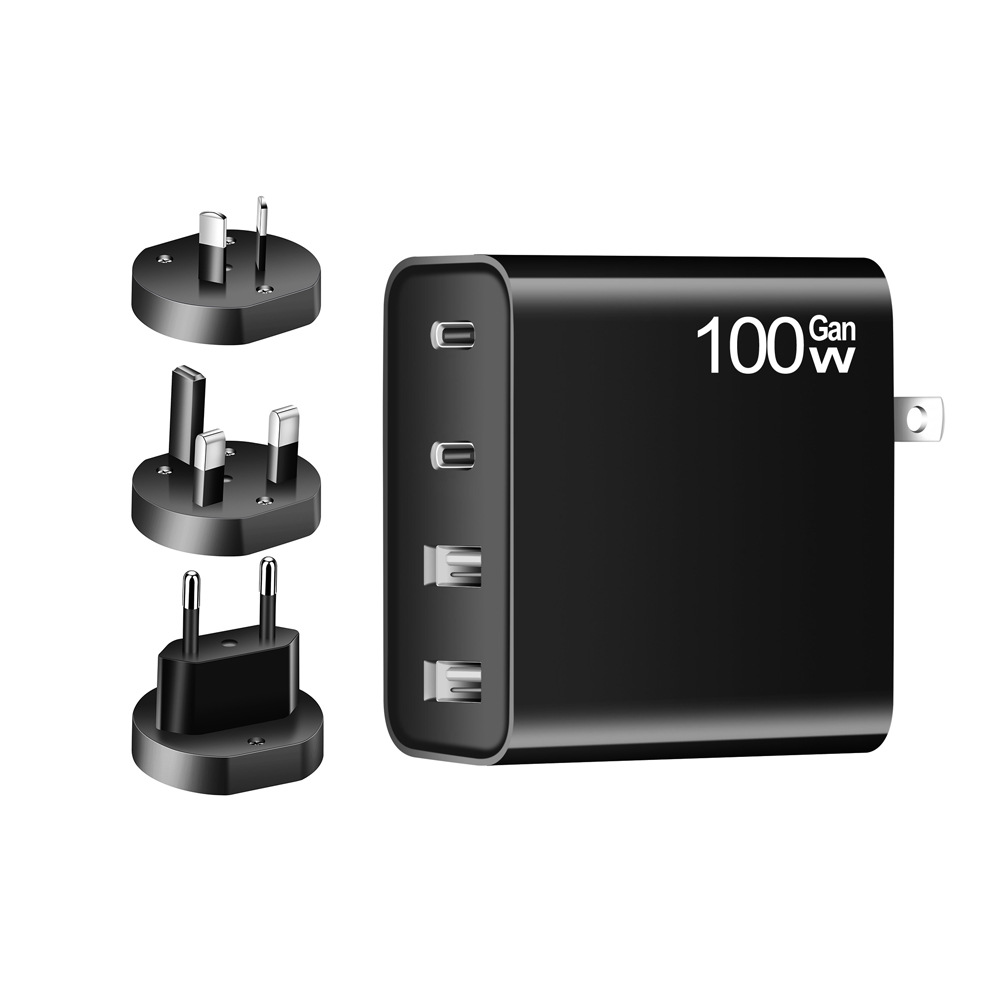 100W GaN Four-Port USB Quick Wall Charger Adapter (US/EU/UK/AU Plug)