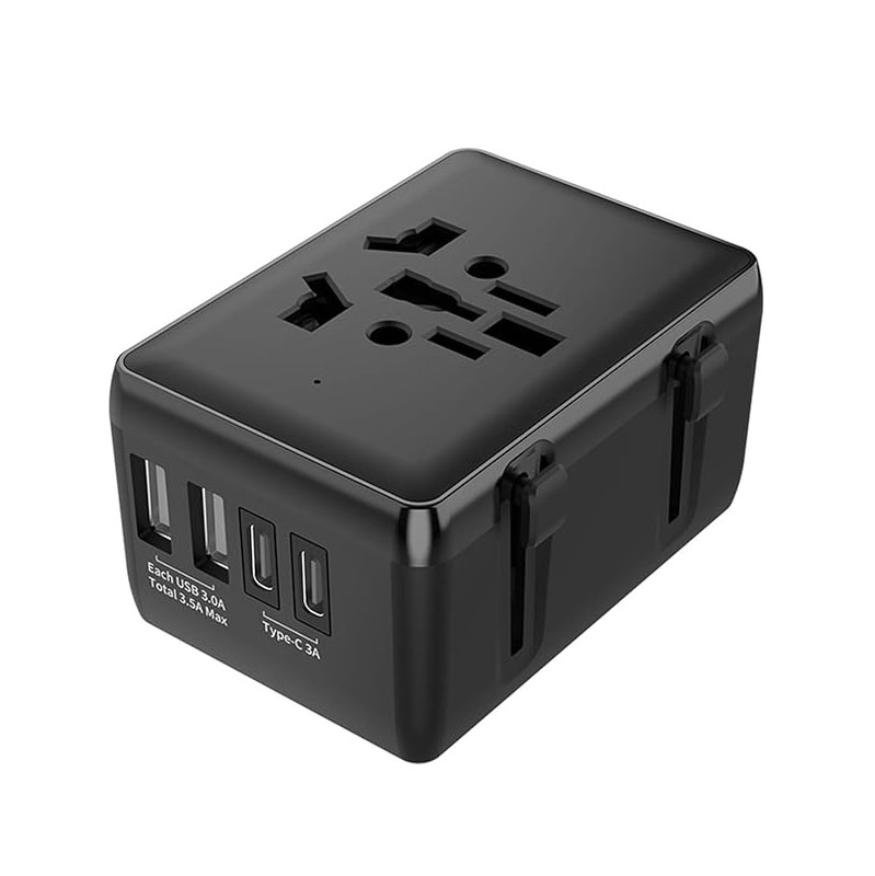 Ultra-Lightweight Universal Travel Adapter with 2 USB and 2 Type-C Ports