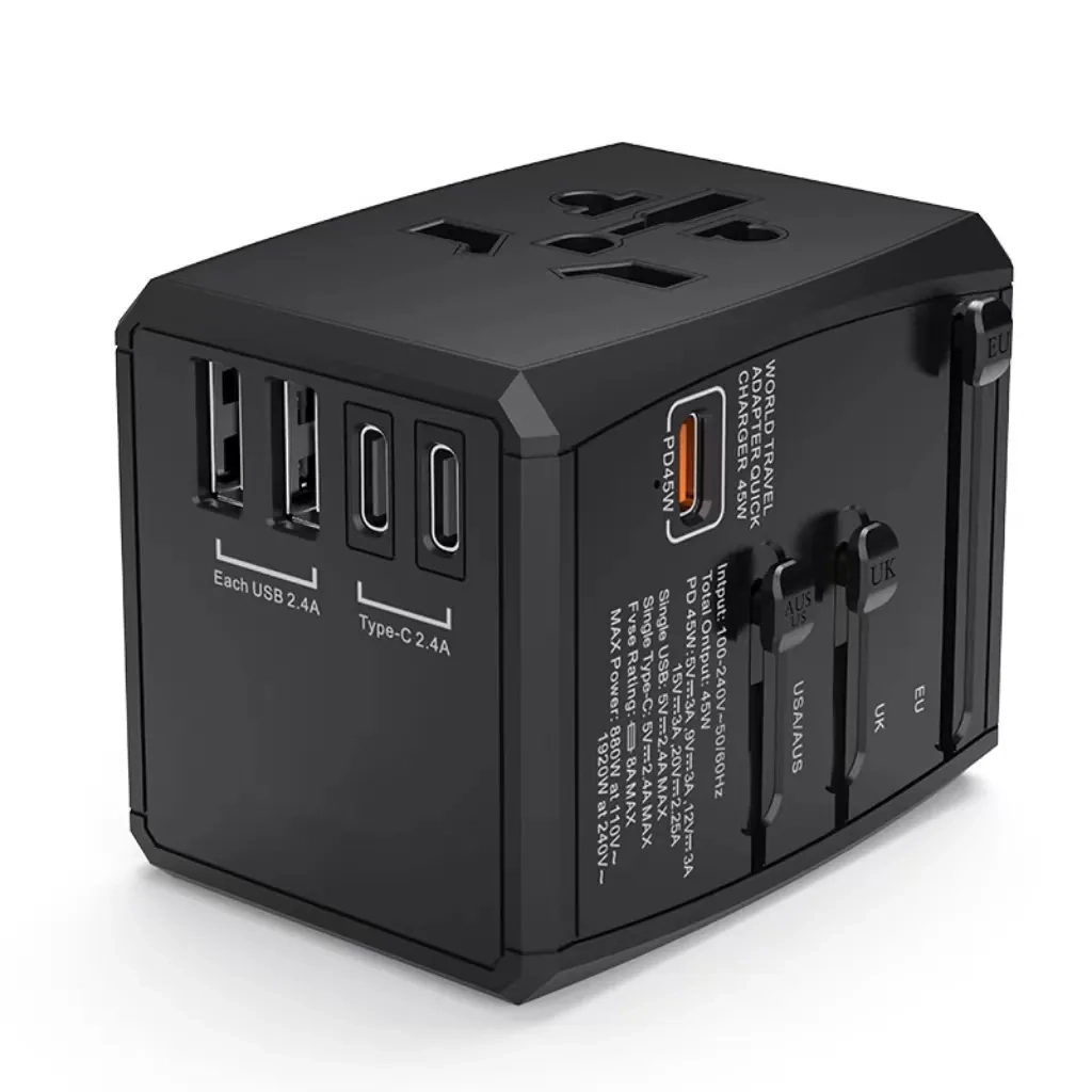 Crystal Cloud 5-Port USB Type-C Universal Travel Adapter