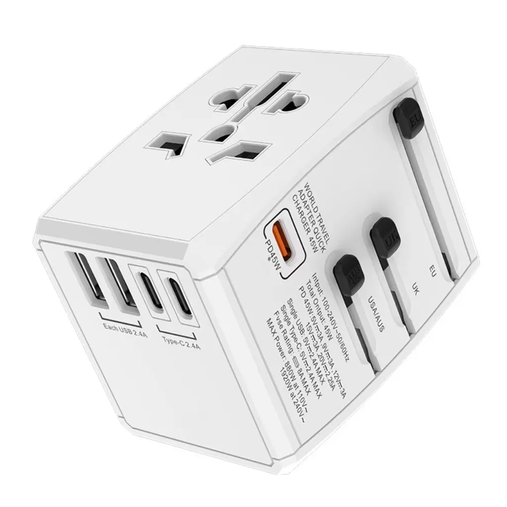 Crystal Cloud 5-Port USB Type-C Universal Travel Adapter