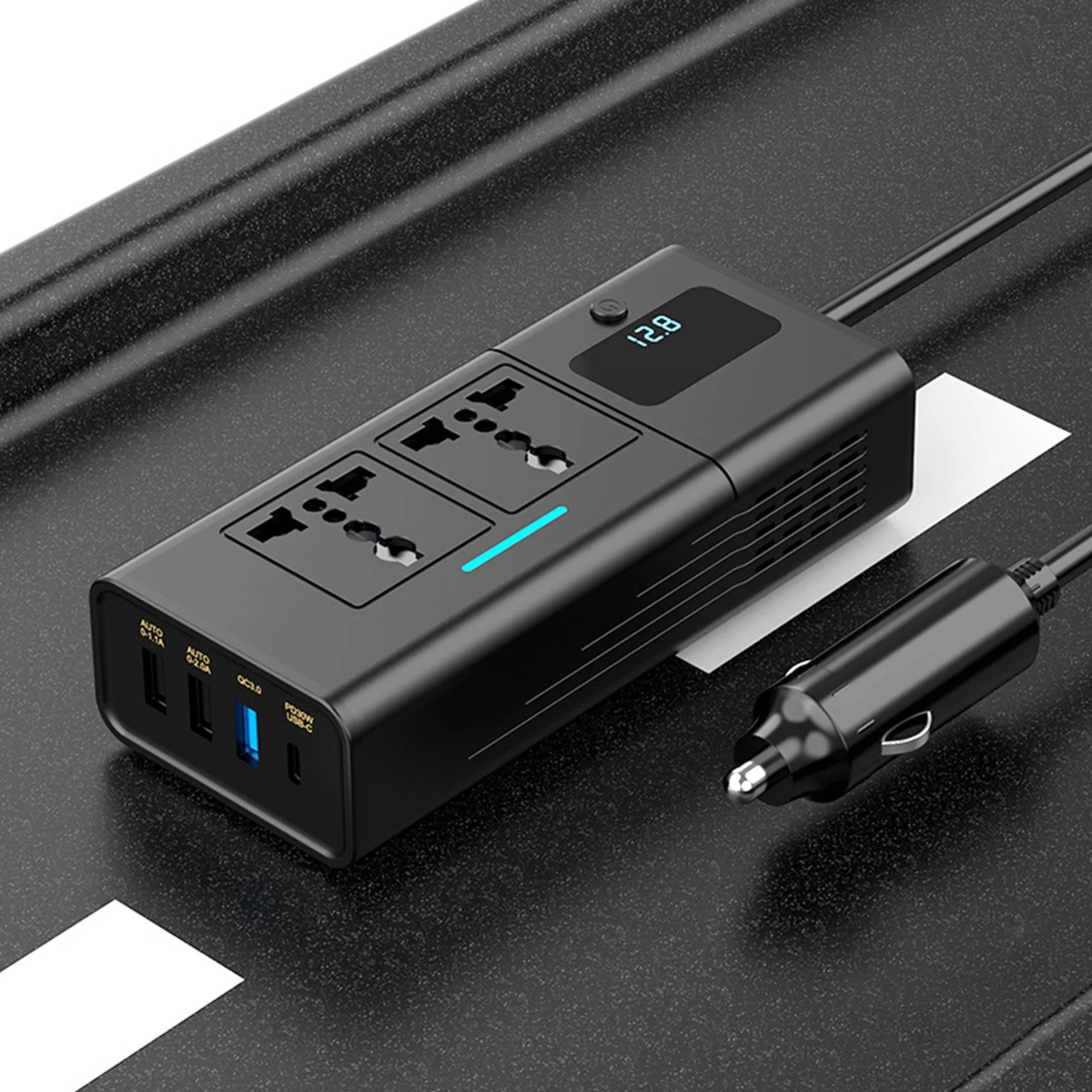 200W Car Power Inverter with USB QC3.0 & PD Fast Charging Car Power Adapter