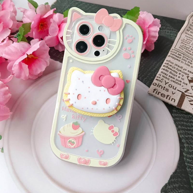 iPhone 16 Cartoon Kitty Phone Case with Stand