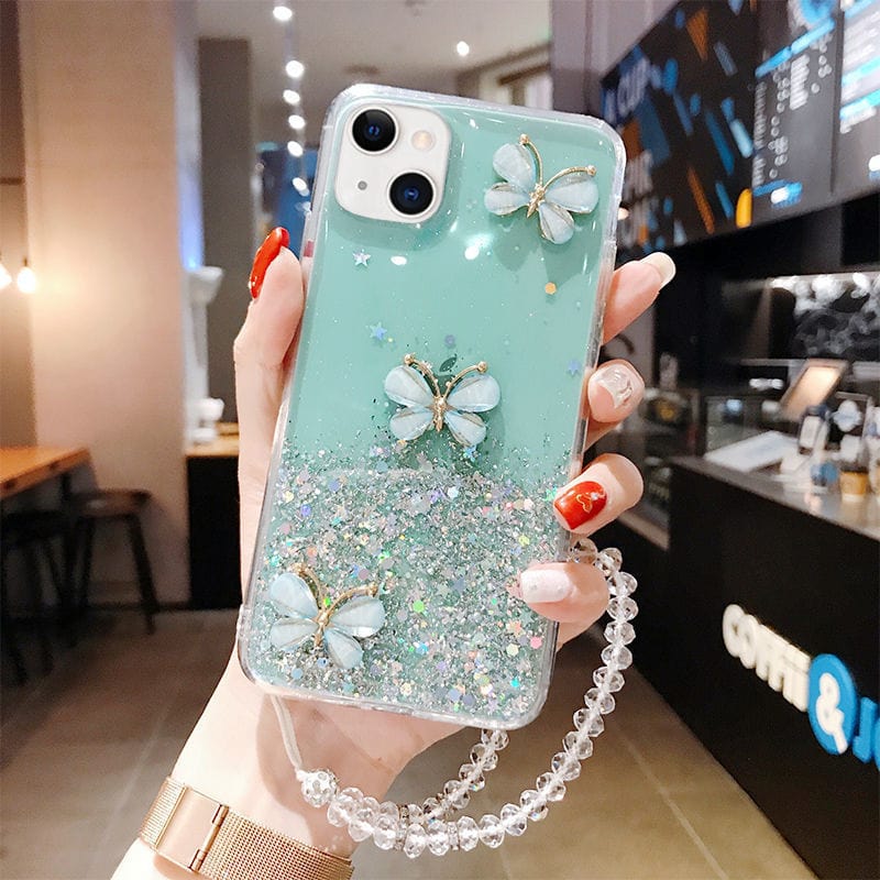 iPhone 16 Creative Glitter Butterfly Soft Phone Case