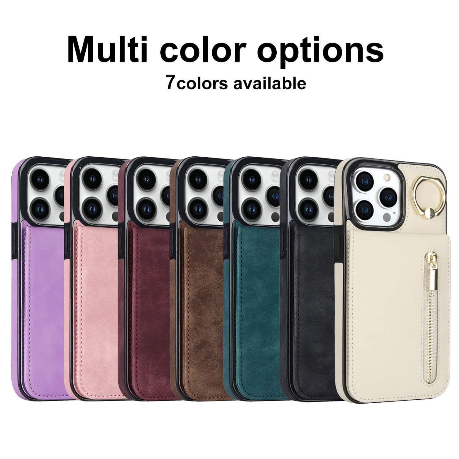 iPhone 16 Pro Zipper Wallet Phone Case with Card Slots