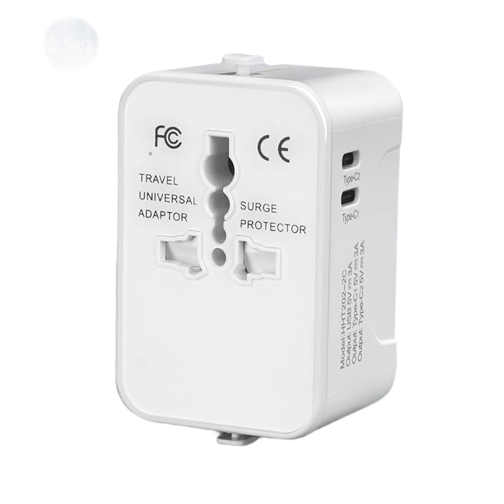 Universal Travel Adapter with Dual USB-C and USB-A Ports