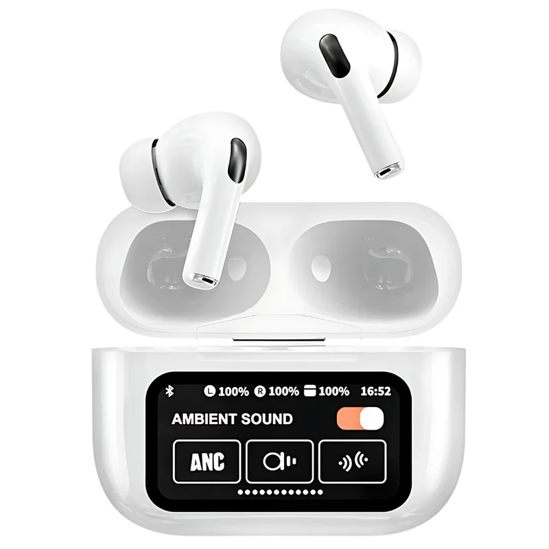 Wireless Earbuds with LCD Touchscreen and Noise Cancellation