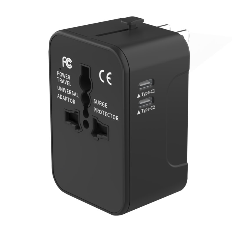 Universal Travel Adapter with Dual USB-C and USB-A Ports