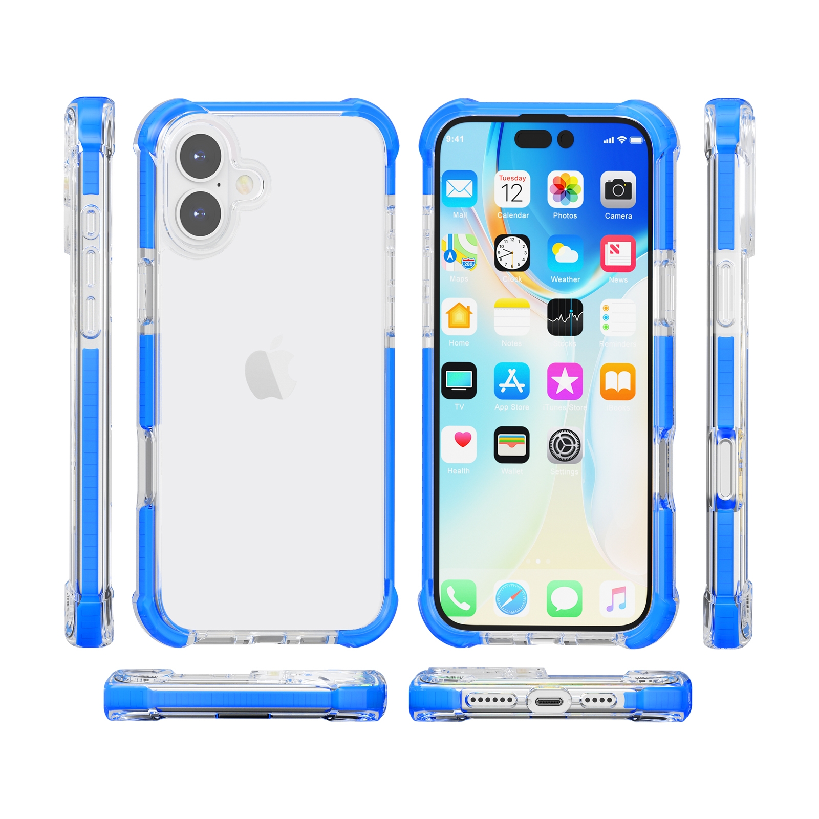 Ultra-Clear Shockproof Four-Corner Protection Case for iPhone 16/15/14 series