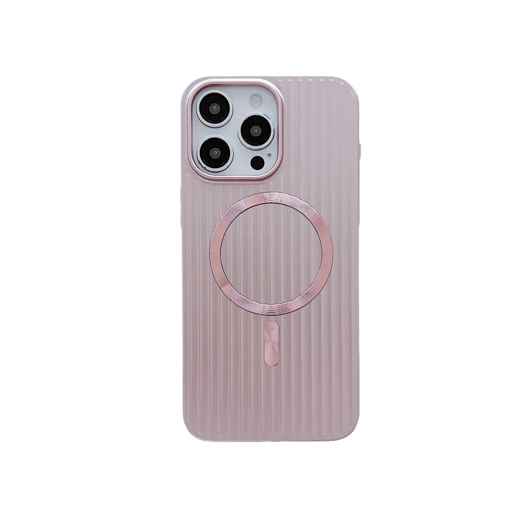 Ultra-Slim Magnetic Leather-Feel iPhone 16 Case | Striped Design & PC Metal Matte Finish | Premium Protection