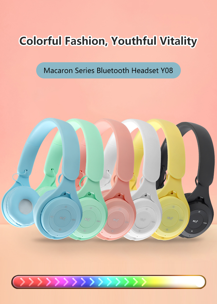 $1.31 Wholesale price for Y08 Premium Bluetooth Cat-Ear Headphones with LED Lights - Wireless & Noise-Canceling Headset