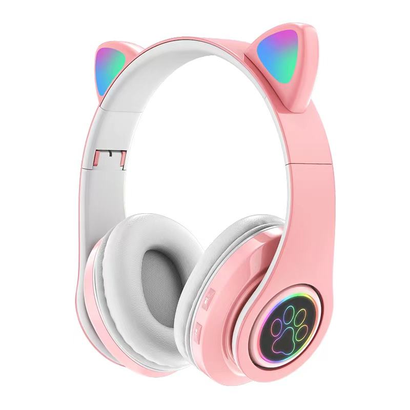 Only $2.3 for Wholesale,B39M Cat Ear Foldable Bluetooth Headphones - LED Light Up, 3D Sound, Wireless Gaming Audio