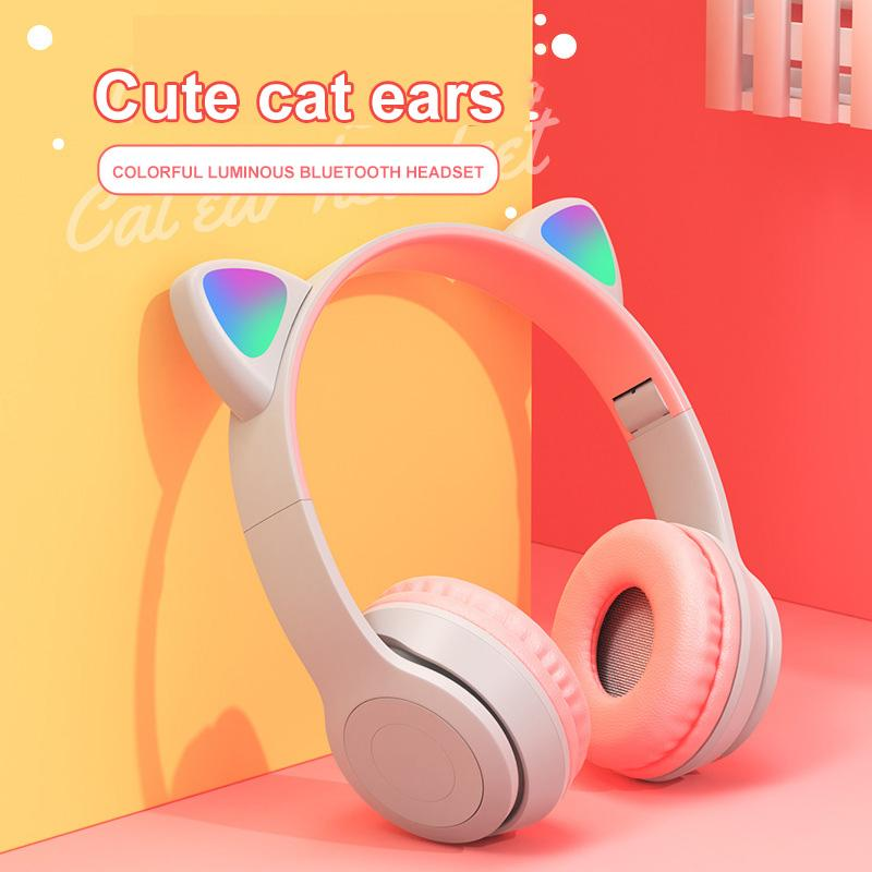 Only $1.46 wholesale price for Valdus P47m Cat Ear Wireless Headphone Bt Call Multicolor Glow Led Long Battery Life Gaming Gaming Headset Earphone