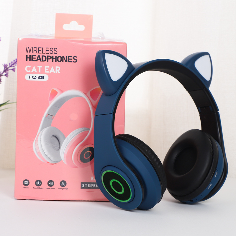 Only $2.3 for Wholesale,B39M Cat Ear Foldable Bluetooth Headphones - LED Light Up, 3D Sound, Wireless Gaming Audio