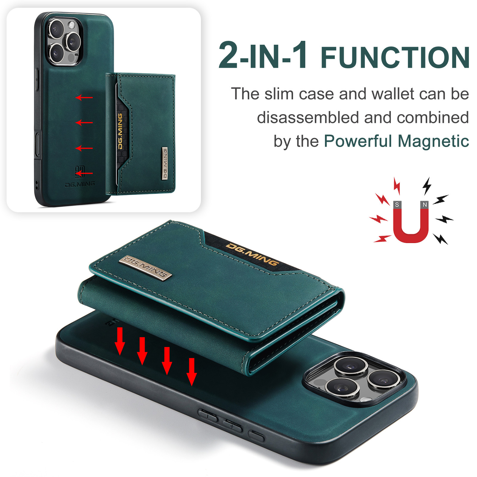 Elegant Magnetic Cardholder Wallet Case for iPhone & Samsung – Premium 2-in-1 Design with Secure Magnetic Closure