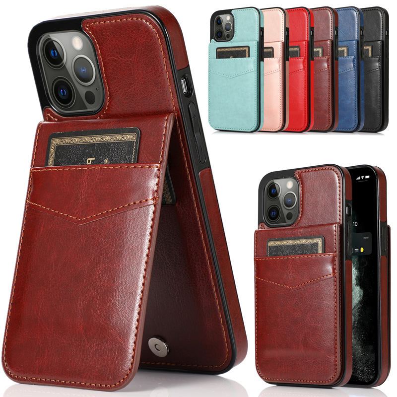 Premium Foldable Card-Slot Wallet Case for iPhone & Samsung | Durable, Multi-Functional Design with Magnetic Closure