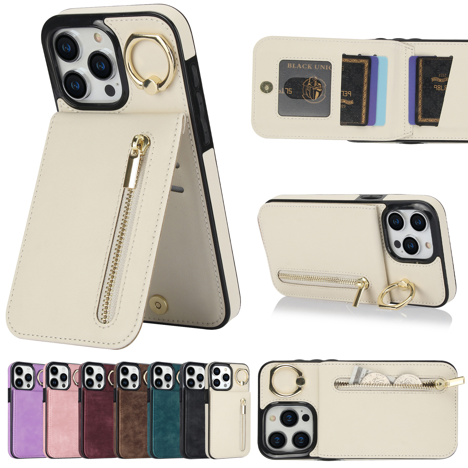 Premium Multi-Function Zipper Wallet Case for iPhone & Samsung | Stylish All-in-One Protection