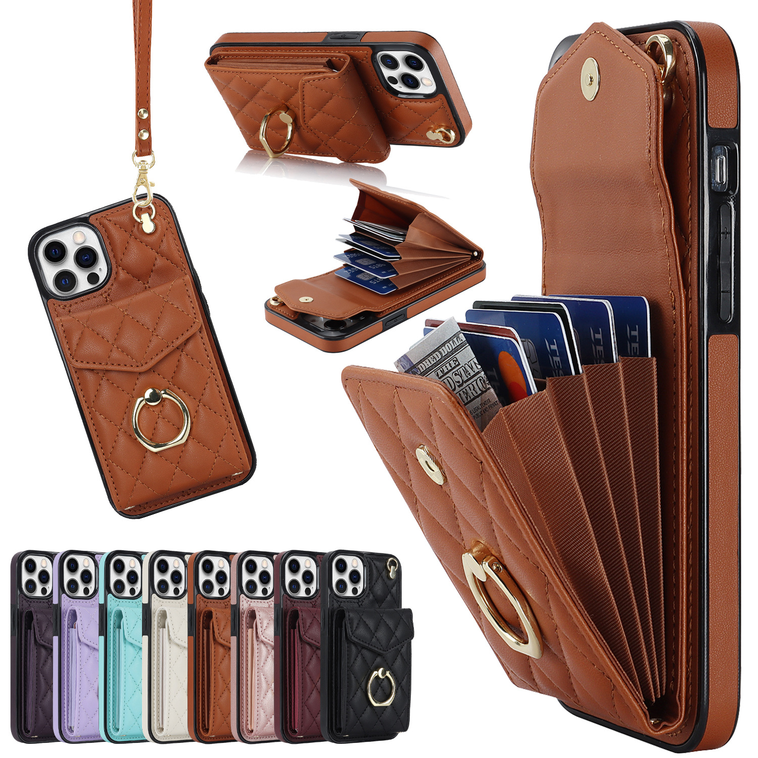 Elegant Leather Card-Slot Wallet Case for iPhone & Samsung | All-in-One Protection