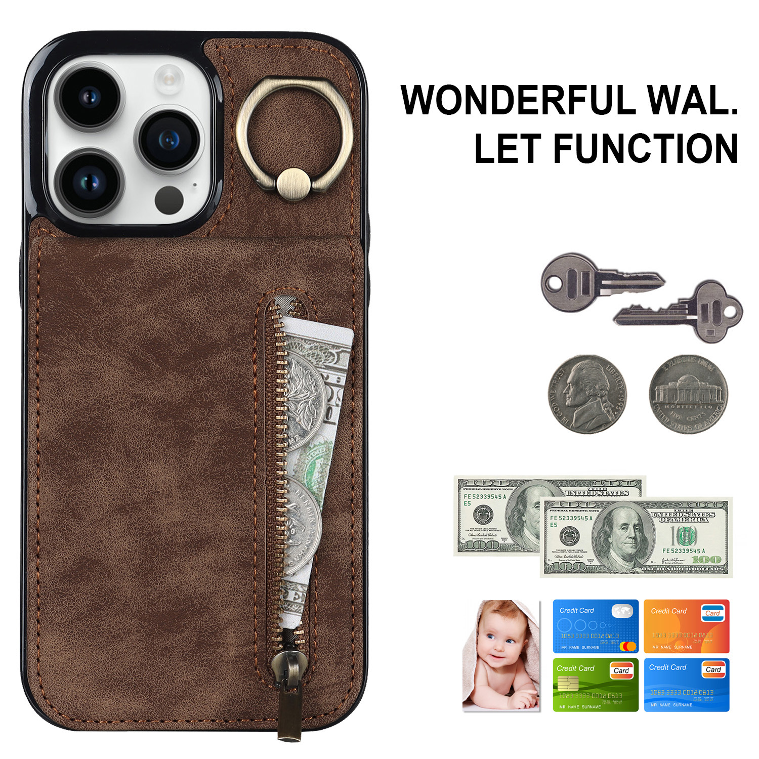 Premium Multi-Function Zipper Wallet Case for iPhone & Samsung | Stylish All-in-One Protection