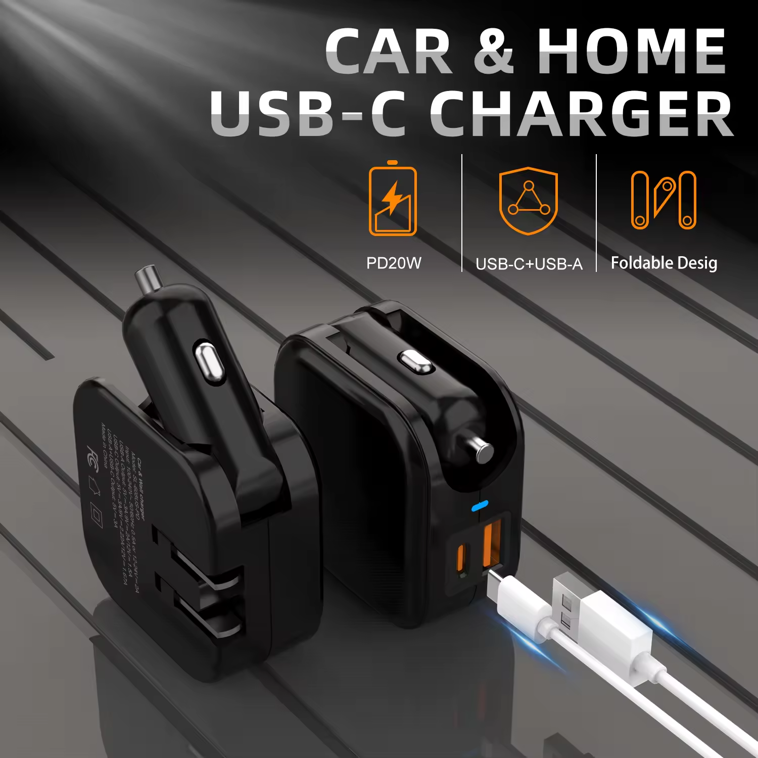 Ultimate Foldable 20W Car and Wall Charger – Compact & Versatile Charging Solution