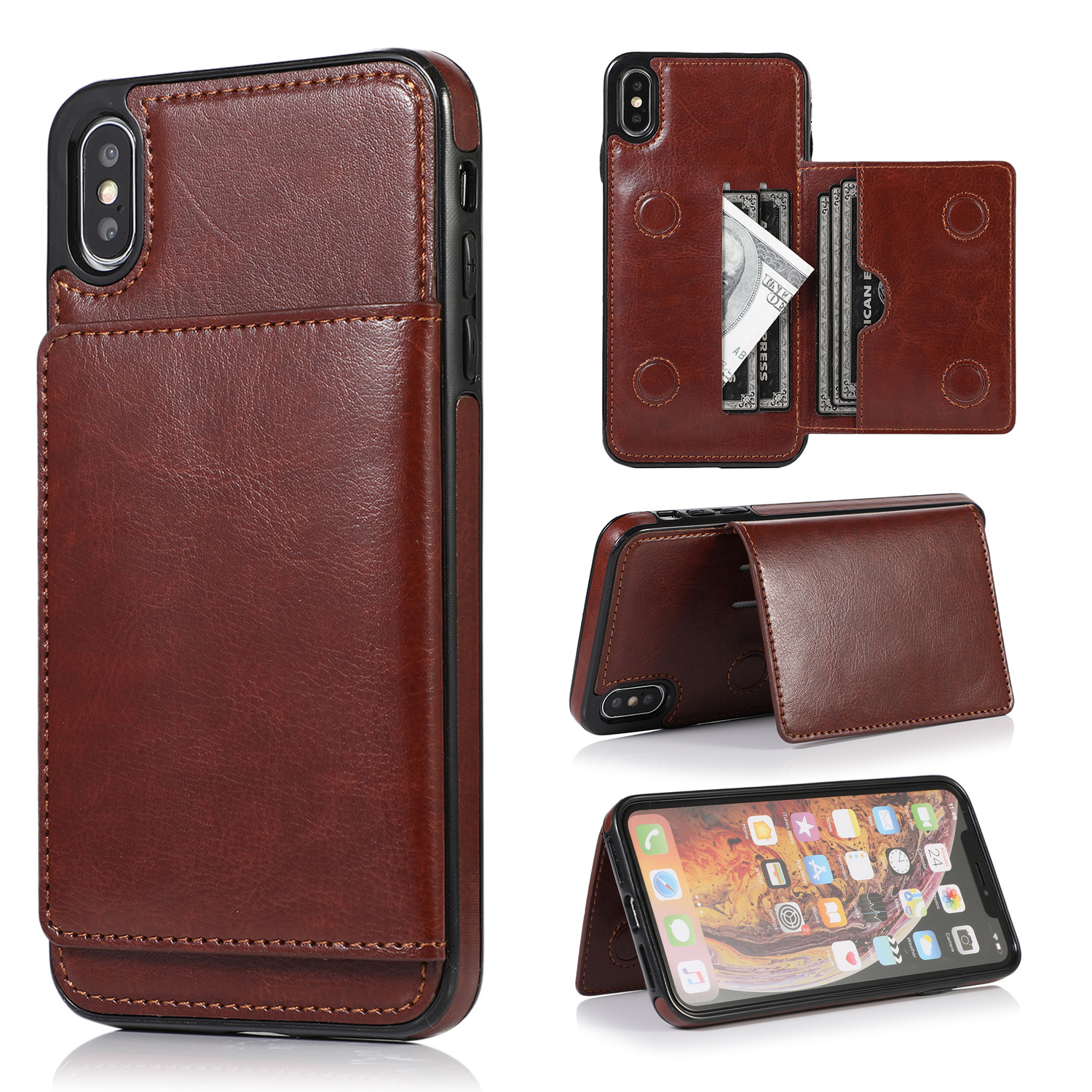 Luxurious Leather Magnetic Card Holder Case for iPhone & Samsung | Sleek & Secure Protection