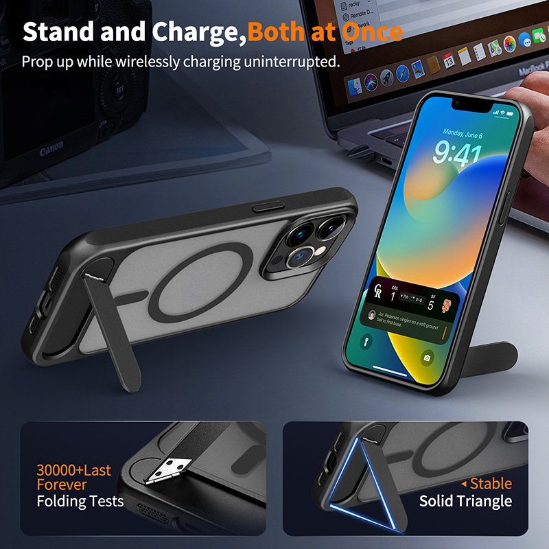 Matte Magnetic iPhone 16 Pro Stand Case | Sleek Design with Invisible Support