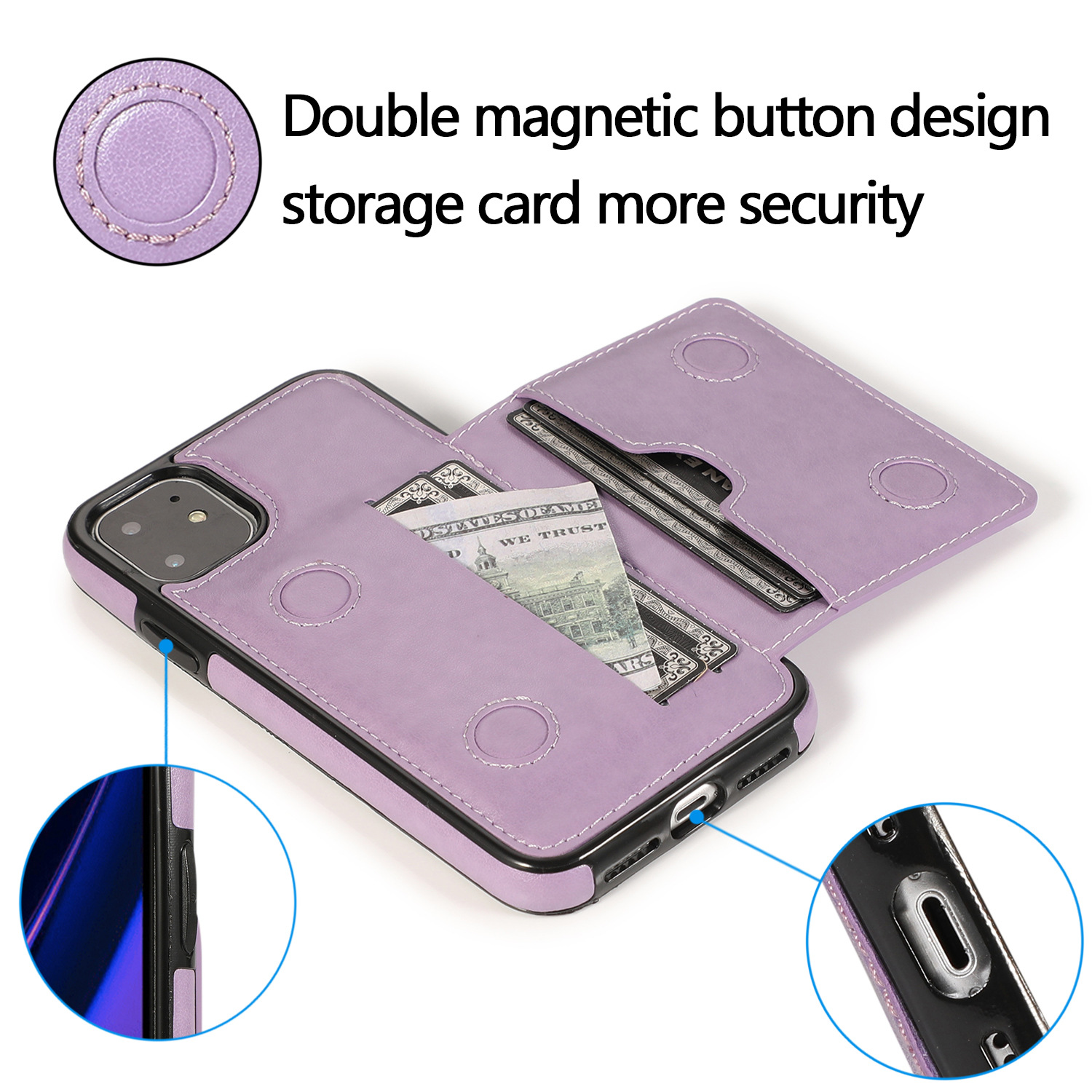 Luxurious Leather Magnetic Card Holder Case for iPhone & Samsung | Sleek & Secure Protection