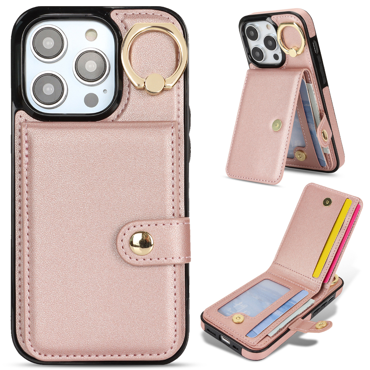 Elegant Card-Slot Wallet Case – Premium Protection for iPhone & Samsung | All-in-One Functionality