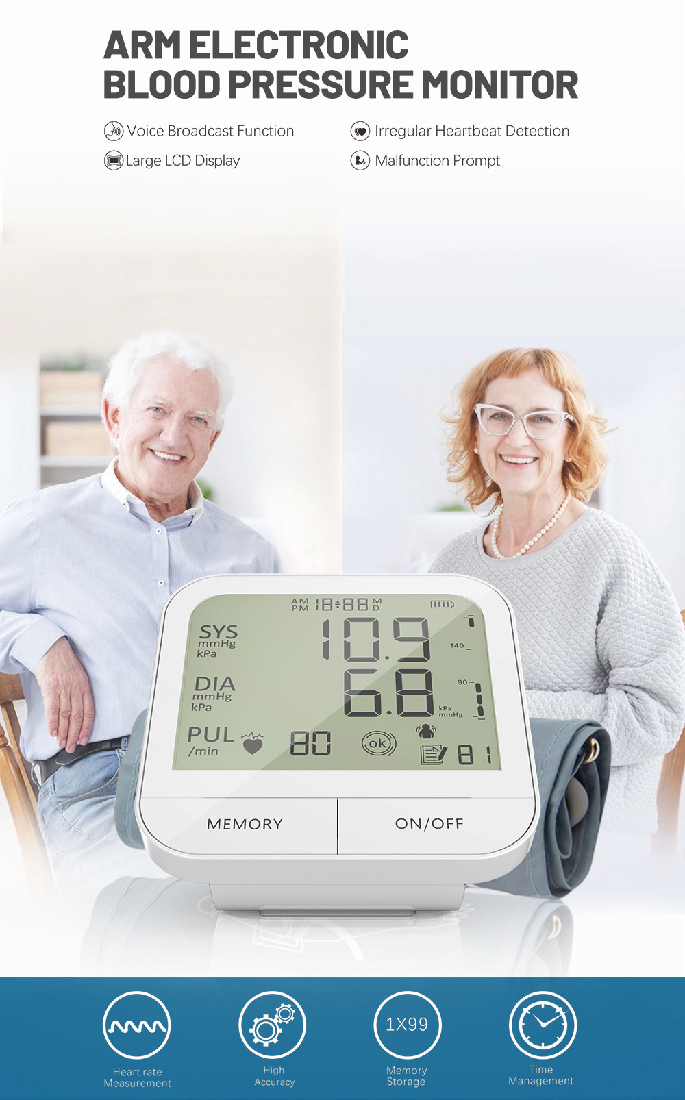 New Arrived IMDK Portable Medical Electronic Automatic Digital Arm Upper Blood Pressure Monitor - Image 10