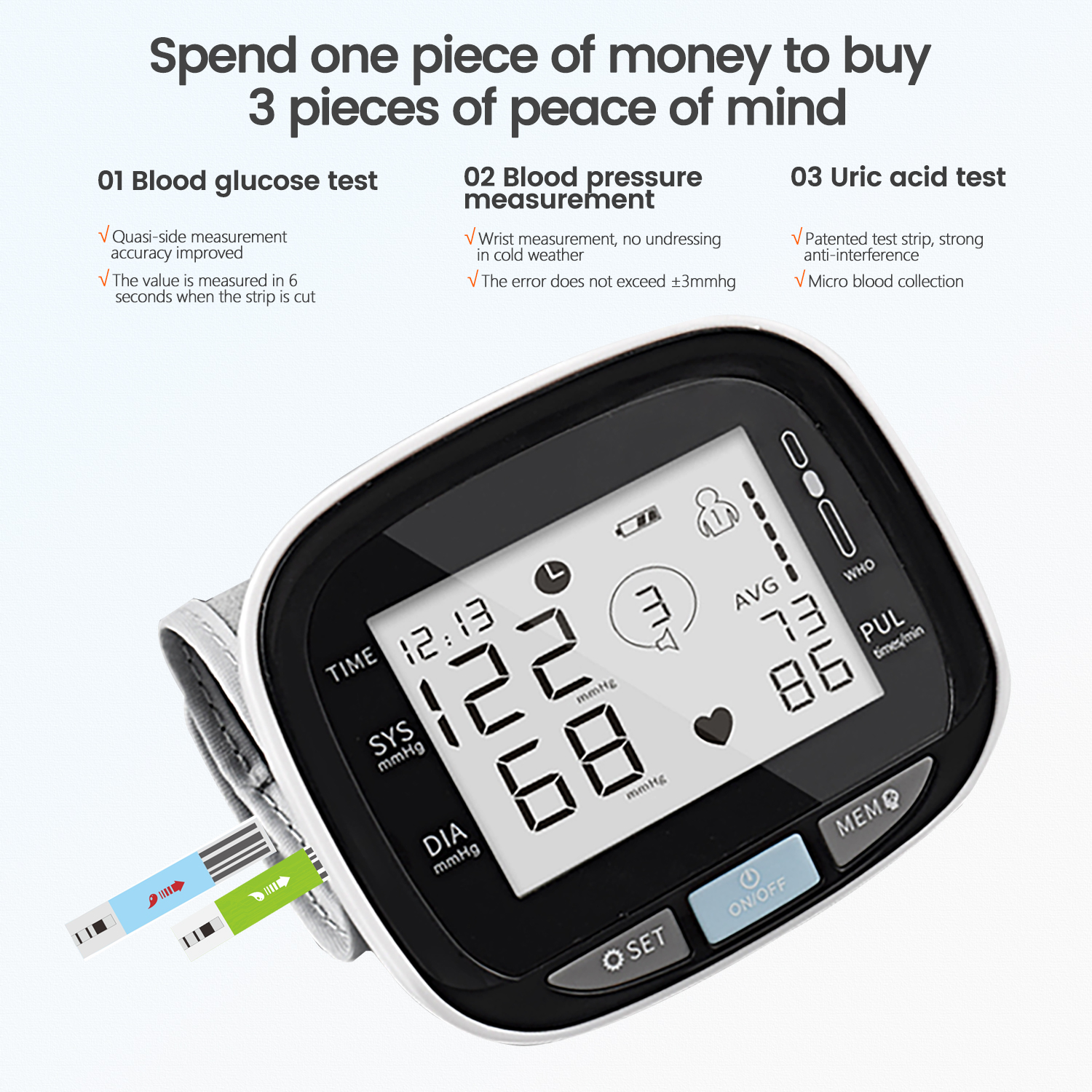 Ultimate 3-in-1 Precision Health Guardian (Blood Sugar, Blood Pressure, Uric Acid Wrist Monitor) - Image 6